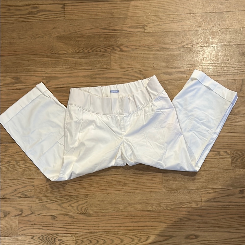 GAP White Casual Pants with Subtle Print
